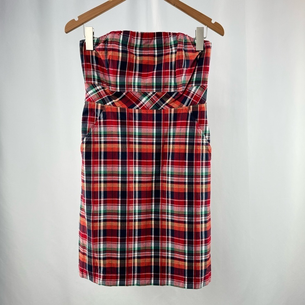 Vineyard Vines Strapless Plaid Mini Dress in Red Size 4
